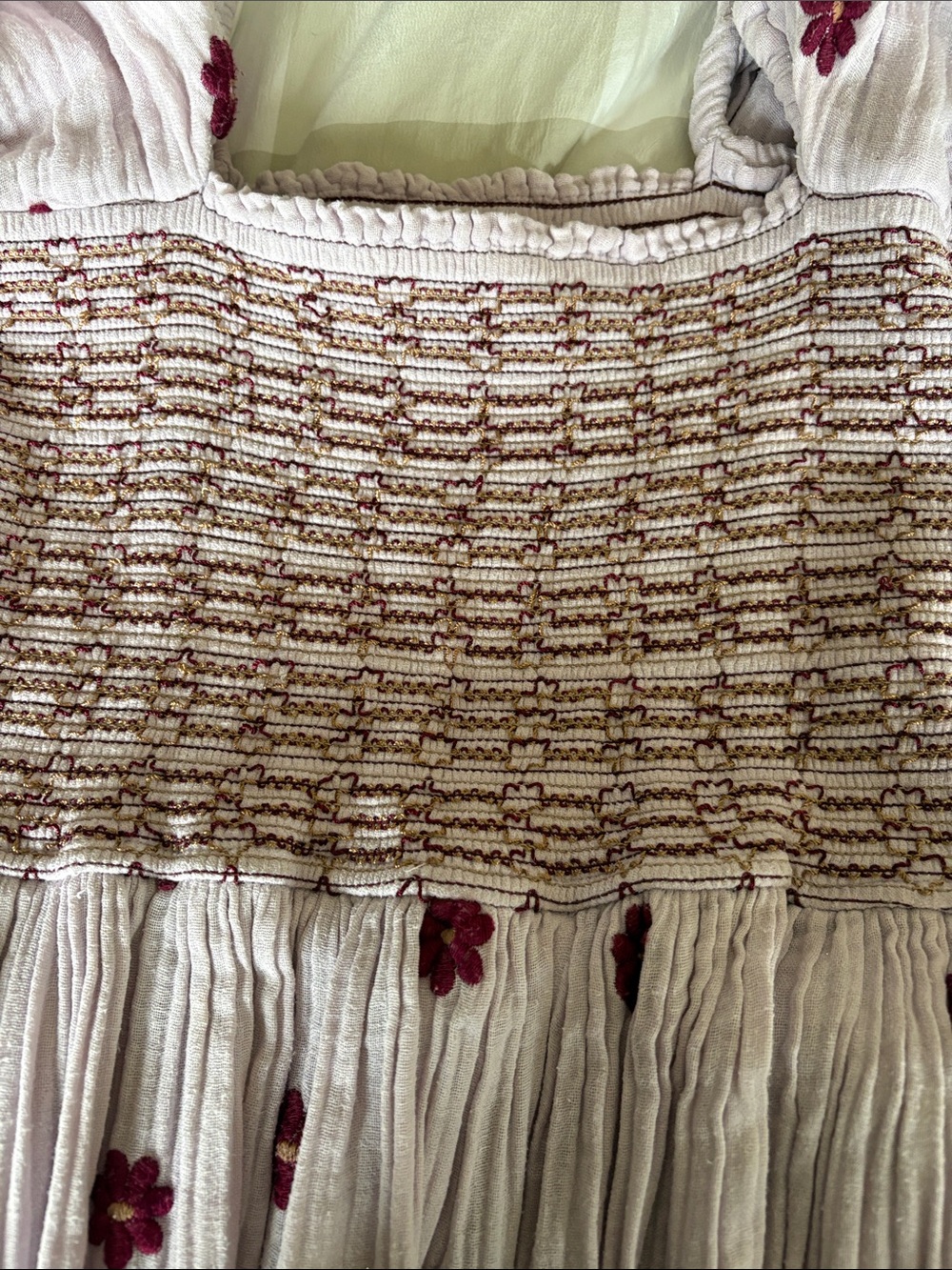 Free People Dress with Red Floral Embroidery, M, - Picture 5 of 6